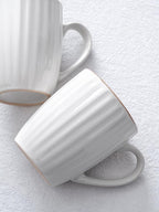 famiware Coffee Mugs Sets for 6, 12 oz Mug Set, Coffee Cups with Handle for Coffee, Tea, Cocoa and Milk, Microwave and Dishwasher Safe, White Stripe