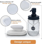 Silicone Organizer Tray, Soap and Sponge Holder for Kitchen Sink, Bathroom - Storage Tray for Dish Brush, Soap Dispenser, Dishwashing Accessories- 2 Pack (Clear)