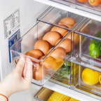 MineSign 4Pack Stackable Fridge Drawers Pull-out Storage Bins with Handle Clear Food Container for Refrigerator Plastic Dresser Organizer Fruit&Veggie Keeper for Freezer Cabinet Kitchen Organization