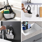 Kitchen Sink Caddy Sponge Holder for Kitchen Sink Accessories Organizer Dish Sponge Holder Ajustable Strap Faucet with Drain Holes for Drying (1 pc Beige)