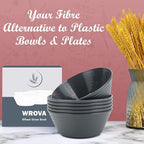 Wrova Wheat Straw Bowl Sets,6PCS Unbreakable Cereal Bowl 36 OZ,Microwave and Dishwasher Safe Bowls,Salad Bowls for Dorm,Apartment,Camping,Picnic (Deep Grey)