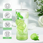 Luiaiog Glass Cups with Lids and Glass Straws, High Borosilicate 20OZ Tumblers for Coffee, Tea, Juice, Smoothies, Hot/Cold Drinks at Home, Office