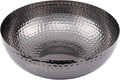 Round Hammered Metal Bowl, Oxidized Silver