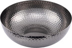 Round Hammered Metal Bowl, Oxidized Silver
