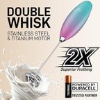 Zulay Kitchen Whisk Milk Frother with 4 Duracell Batteries - Powerful Handheld Foam Maker for Coffee, Lattes, Matcha, Hot Chocolate & Cappuccinos - Whip Creamy Froth in Seconds