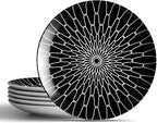 6-Inch Appetizer Plates Set of 6, Black and White Grid Ceramic Plates, Modern Checkerboard Appetizer/Dessert Plates, Microwave & Dishwasher Safe