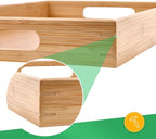 Bamboo Dinner Food Trays for Eating On Couch Party Platters for Serving Food Decorative Tray for Kitchen Counter Rectangle(16.5" Lx11.6''W and 15.5''Lx10.6''W)
