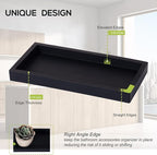 Small Silicone Bathroom Vanity Tray Rectangle Soap and Sponge Holder Kitchen Sink Organizer for Scrubber, Lotion Bottles, Perfume, Jewelry, Candle, Key Trinket Ring, Black