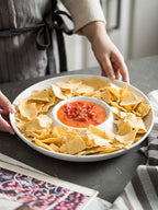 LAUCHUH Porcelain Chip and Dip Serving Set Divided Serving Trays Appetizers and Cheeses Serving Platter Compartment Dish for Mother's Day, Snack, Fruit, Veggies, Candy, 12-inch Set of 1