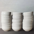 Artena Ceramic Cereal Bowls 26 oz, Embossment Soup Bowls Set of 4, White Salad Bowl for Kitchen, Dinner, Breakfast, Oatmeal, Rice, Pasta, Dishwasher Microwave Safe Bowls (Stripes) (Pack of 2)
