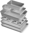8 Piece Nonstick Stackable Bakeware Set - 8 Piece Nonstick Bakeware Set - Easy Storage, 450°F Oven Safe, Durable Design, Muffin, Loaf, Baking Sheets, Round & Square Pan, Roaster; BPA-Free (Gray)