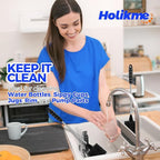 Holikme 6 Pack Bottle Brush Set, 14" Long Handle Stainless Steel Bottle Cleaner Brush, 3 Straw Brushes, 3-in-1 Bottle Cleaning Brush for Water Bottle, Antistatic Lab Brushes, Straws Black