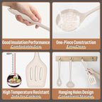 Silicone Kitchen Utensils Set, E-far 23 Pcs Khaki Cooking Utensils Tools with Holder for Nonstick Cookware, Include Spatula/Spoon/Ladle/Tongs/Turner, Heat Resistant & Nontoxic, Dishwasher Safe