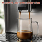 Glass Coffee Mugs, 16 oz Glass Coffee Cups with Acacia Wood Lids, Clear Borosilicate Glass Mugs with Handles for Cappuccino, Tea, Latte, Hot/Cold Beverages, Wine, Americano, Set of 4