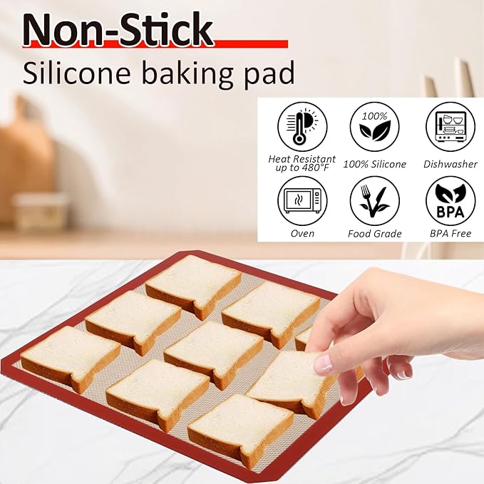 4 Pack 12" x 12" Reusable Silicone Baking Mat for 12 Inch Cake Pan/12x12 Cheesecake Pan/Toaster Oven/XL Air Fryer,12" Food Grade Silicone Mat for Baking Sheet, Non-Stick&Reusable