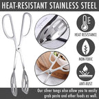 2 Pack Serving Tongs Buffet Tongs for Kitchen Cooking 10 Inch Stainless Steel Salad Tongs Serving Utensils for Wedding Party Catering (Silver)