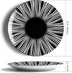 Black and White Striped Ceramic Plates Set of 6-10 Inch Zebra Pattern Dinner Plates Set, Minimalist Porcelain Dish Set, Microwave, Oven & Dishwasher Safe