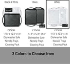 Large Anti-Slip Serving Tray with Handles, Dual Rubber Grippy Lap Food Trays for Eating, Dinning, Breakfast, on Couch/TV, White - Set of 2