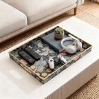 Large Tay for Ottoman Coffee Table,Modern Plastic Serving Tray with Handles,Rectangular Ottoman Tray Coffee Table Tray,Decorative Serving Tray for Living Room