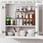 Kitchen Countertop Organizer, Spice Rack Cabinet Organizer Shelf Stackable Counter Corner Shelves Organization and Storage for Pantry, Counter top, Coffee Station Wood Rustic Brown