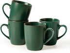 famiware Venus Coffee Mugs for 4, 12 oz Mug Set, Dringking Cup with Handle for Coffee, Tea, Cocoa, Milk, Dark Green