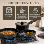 KIKCOIN 24 Pack Pots and Pans Set Non Stick, Detachable Handle Cookware Set, Induction RV Kitchen Cooking Set with Removable Handle, Frying Pans, Egg Pan - Dishwasher/Oven Safe, PFOA Free
