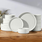 E-far Dinnerware Sets for 6, 18-Piece Stoneware Plates and Bowls Set, Modern Kitchen Dinning Dishware, Chip and Scratch Resistant, Microwave & Dishwasher Safe, Speckled White