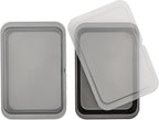 GoodCook Set of 2 Nonstick Steel 13" x 9" Cake Baking Pans with Covers,Gray,(Pack of 6)