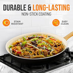 NutriChef Medium Nonstick Ceramic Frying Pan with Lid - Non Toxic 10 Inch Skillet with lid - Induction Compatible pan with Heat Resistance Handle - Easy to Clean and Stain-Resistant