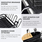 BRIAN & DANY Aluminum Dish Drying Rack, Dish Racks for Kitchen Counter, Dish Drainer with Removable Cutlery Holder & Cup Holder, 16.5" L x 11.8" W, Black