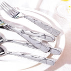 HIKAA 60PCS Stainless Steel Silverware Set, Modern Flatware Set for Kitchen, Mirror Polished Cutlery Set with Forks, Spoons and Knives，Dishwasher Safe