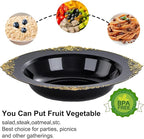 Nervure 50PCS Black Plastic Bowls with Gold Rim - 12oz Disposable Soup Bowls, Heavy Duty Salad Ice Cream Bowl Perfect For Weddings, Parties and Halloween