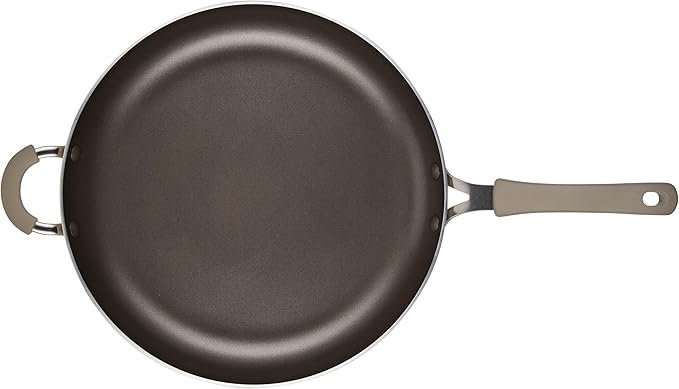 Rachael Ray Cook + Create Nonstick Frying Pan/Skillet with Helper Handle, 14 Inch - Almond