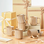 vancasso Coffee Mugs Set of 6, 12 Oz Ceramic Coffee Cups with Handle, Ceramic Unique Glaze Coffee Cup for Cappuccino, Latte, Tea, Cocoa, Dishwasher & Microwave Safe Gift Sets, Brown, Series PLAYA