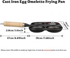 Cast Iron 4-Cup Egg Pan Skillet, Small Omelette Pan, Family Breakfast Pan for Eggs, Pancakes, Sandwich & Bruger, Suitable for Gas Stove and Induction Cooktop, Natural Nonstick with Seasoning, 7.5 inch
