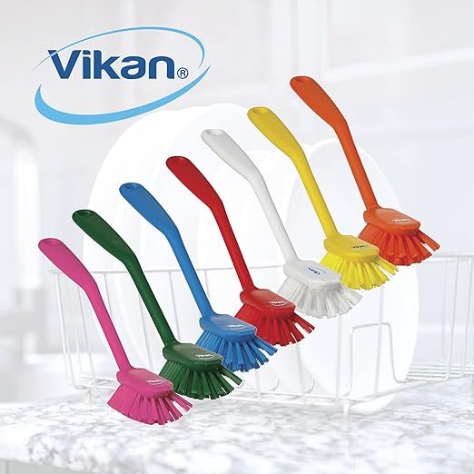 Vikan 42372 Brush,Dish,Scraping Edge,Medium,11",PP/PBT,Green