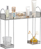 YCIA&DONE Bathroom Countertop Organizer Over The Faucet, Narrow Counter Organizers Above Sink, Table Mounted Faucet Over Sink Shelf for Kitchen, Toilet, Laundry(Smoky Gray)