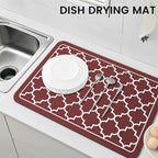 WISELIFE Dish Drying Mat Super Absorbent Drying Mat Large Dish Drying Mats for Kitchen Counter Easy Clean Dish Mat Kitchen Drying Mat16"x 24" Stylish Red