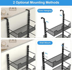 12.3" W Narrow Over the Door Pantry Organizer, 8-Tier Over the Door Organizer with Adjustable Basket, Pantry Door Organization for Pantry Kitchen Storage Room Spice Rack, Black