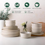 AmorArc Stoneware Dinnerware Sets,Round Reactive Glaze Ceramic Plates and Bowls Sets,Highly Scratch Resistant | Dishwasher & Microwave Safe,Service for 8 Dishes Set (24pc)