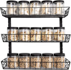 SWOMMOLY Adjustable Wall Mount Spice Rack, 3-Tier Dual-use (Multi-use) Organizer, Black