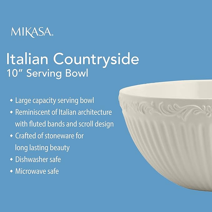 Mikasa Italian Countryside Serving Bowl, 10-Inch, White - 5085633