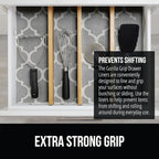 GORILLA GRIP powerGRIP Drawer Shelf and Cabinet Liner, Thick Strong Hold, Non-Adhesive Liners Protect Kitchen Cabinets and Cupboard, Bathroom Drawers, Easy Install, Breathable Mat, 12" x10' Quatrefoil