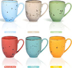Esfour Ceramics Coffee Mugs Set Of 6, 14 Oz Large Handle Heavy Duty Cups - Microwave Dishwasher Safe - Latte, Cappuccino, Tea, Cocoa, Mocha - Men, Women, Home Office Daily Use, Vivid Assorted Colors