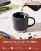 famiware Coffee Mugs Set of 4, Milkyway 13 oz Mug Set, Ceramic Cup Set with Handle for Coffee, Tea, Cocoa, Milk, Matte Dark Charcoal