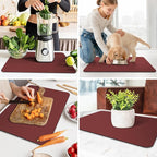 WISELIFE Dish Drying Mat Super Absorbent Drying Mat Large Dish Drying Mats for Kitchen Counter Easy Clean Dish Mat Kitchen Drying Mat16"x 24" Classic Red