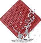 ZLR Silicone Dish Drying Mat 12" x 12" Square - Small Heat Resistant Trivet & Countertop Protector for Air Fryer, Coffee Maker - Waterproof Kitchen Drain Pad for Cups, Fruit (Lava Red)