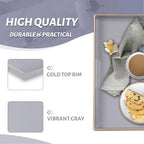 MAONAME Decorative Tray, Gray Serving Tray with Handles, Coffee Table Trays, Square Plastic Trays for Ottoman, Bathroom, Kitchen, 13" x 13" x 1.57"