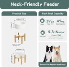 Havniva Ceramic Raised Dog Bowl Set, Elevated with Stand, Food and Water Bowl for Medium Breed Dogs, Weighted Dog Dishes, Pet Bowl(7.3'',41OZ, White)