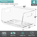 Sorbus Stackable Storage Bins Open Front - Clear Stackable Storage Bins - Pantry Bins for Storage and Organization - Acrylic Stackable Bins for Kitchen - Clear Pantry Organizer Bins (Small 4 Pack)